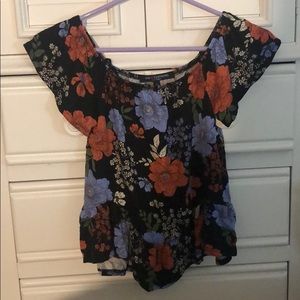 Black Floral Off the Shoulder Top
